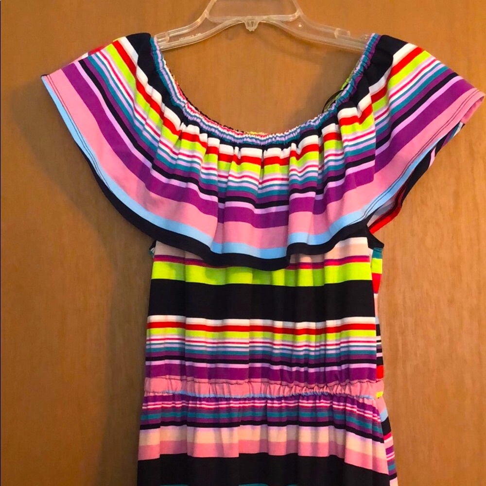 KimRogers TROPICAL Off Shoulder Dress Petite Small - Picture 4 of 6